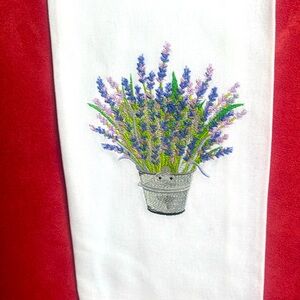Bucket of Lavender Embroidered Towel